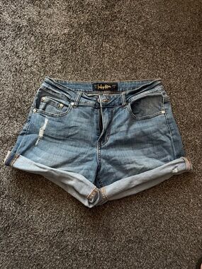 Indigo Rein Light Blue Rolled Cuff Denim Shorts